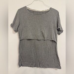 Casual Gray Layered Women's Nursing Tee